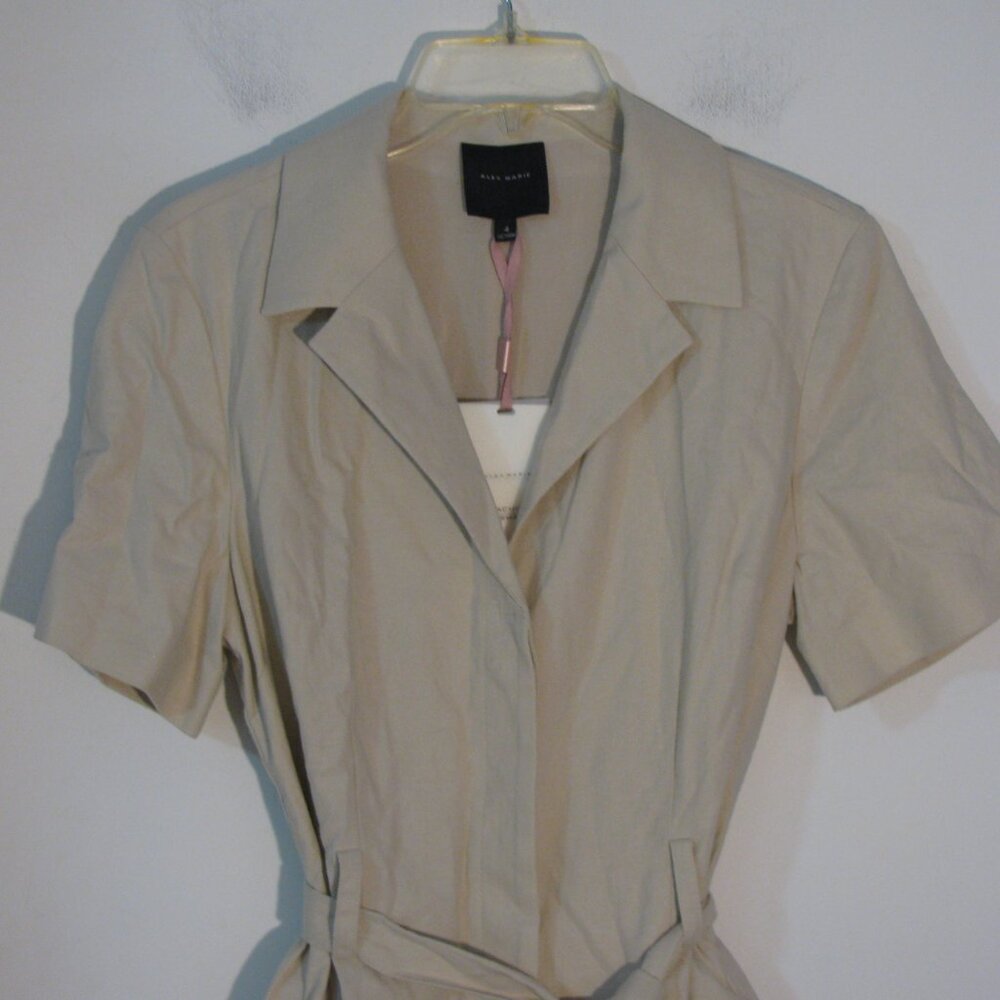 Alex Marie Sand Tan Romper Sz 4 NWT $129 Button Up One Piece Shorts Linen Blend - Picture 2 of 7